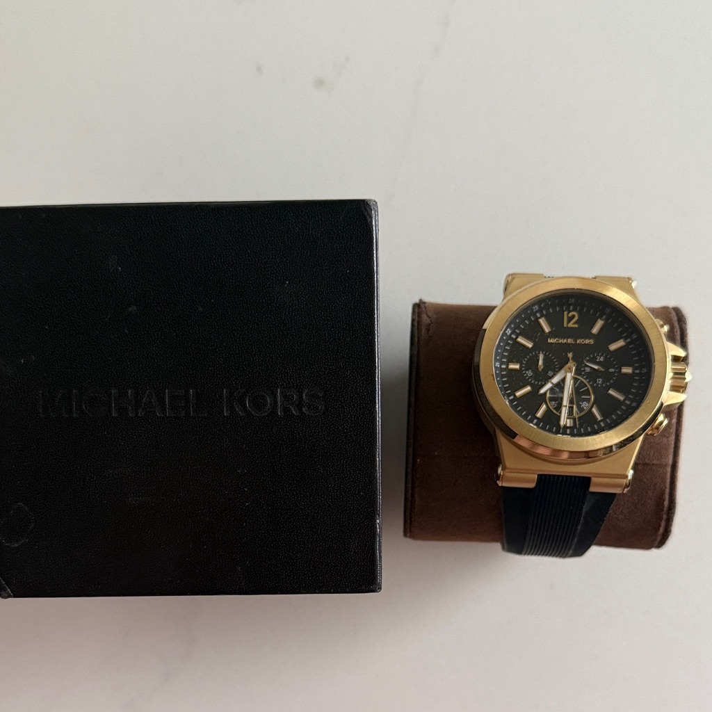 Michael Kors Black And Gold Chronograph Watch